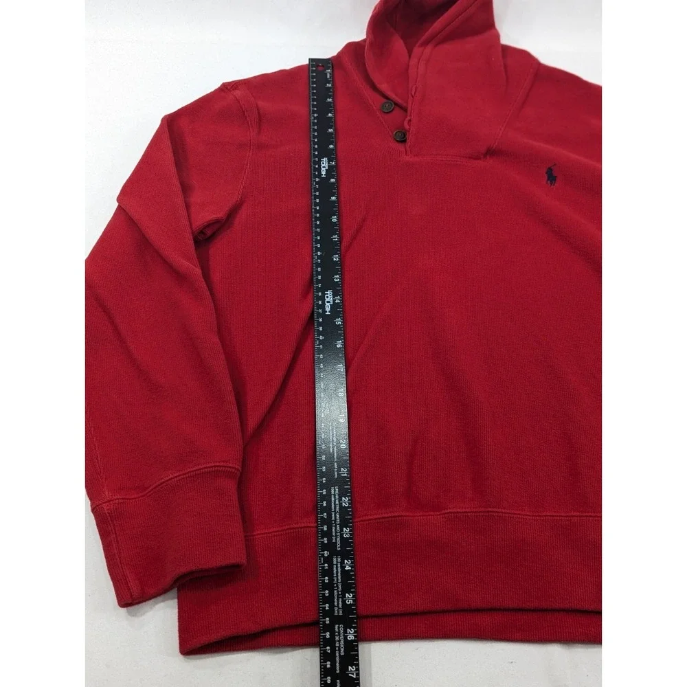 VTG Polo Ralph Lauren Men's Red Sweater Cowl Neck Large Cotton knit pullover